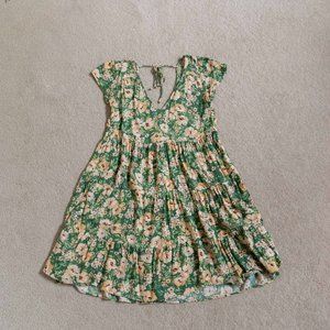 Green Floral Babydoll Dress american eagle